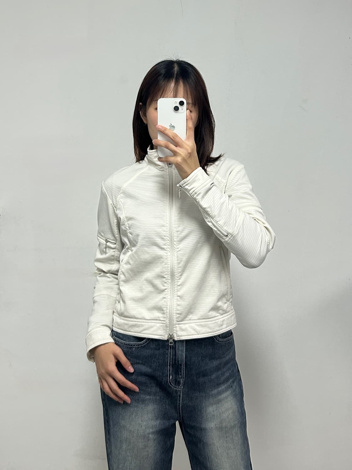 나이키 스우시 로고 지퍼 디테일 트랙 자켓 화이트 상품이미지1