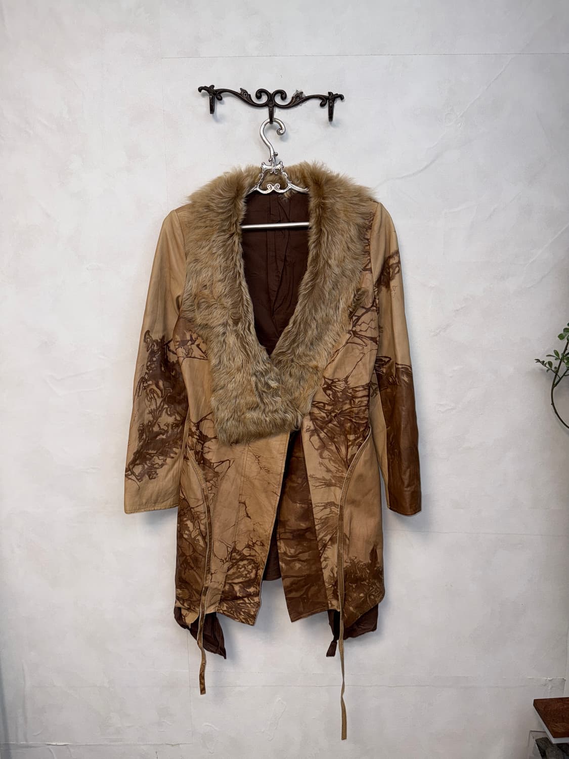 Beige brown tie dye lamb skin fur coat  상품이미지1