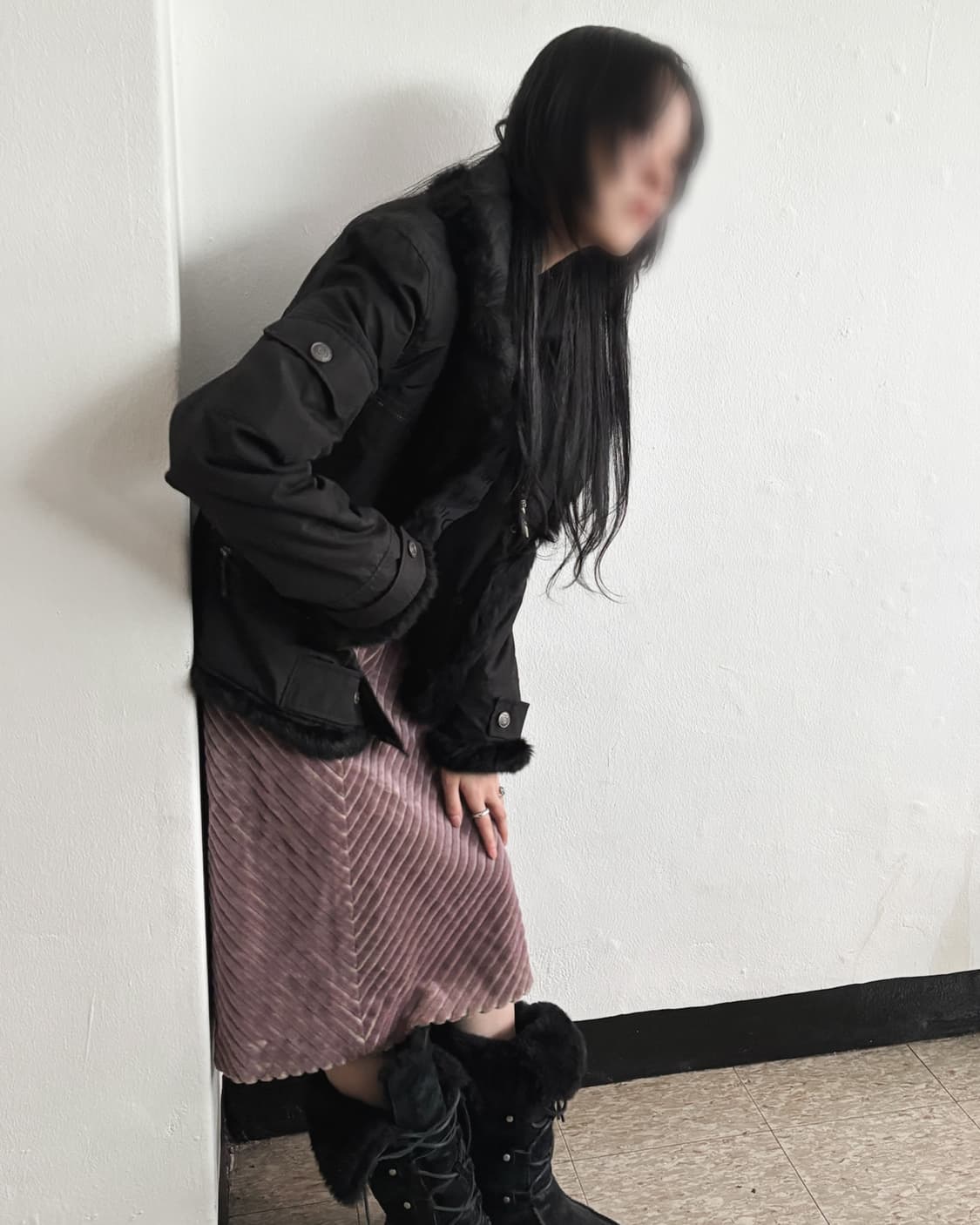 샤넬 사선 라이닝 벨벳 스커트 상품이미지1