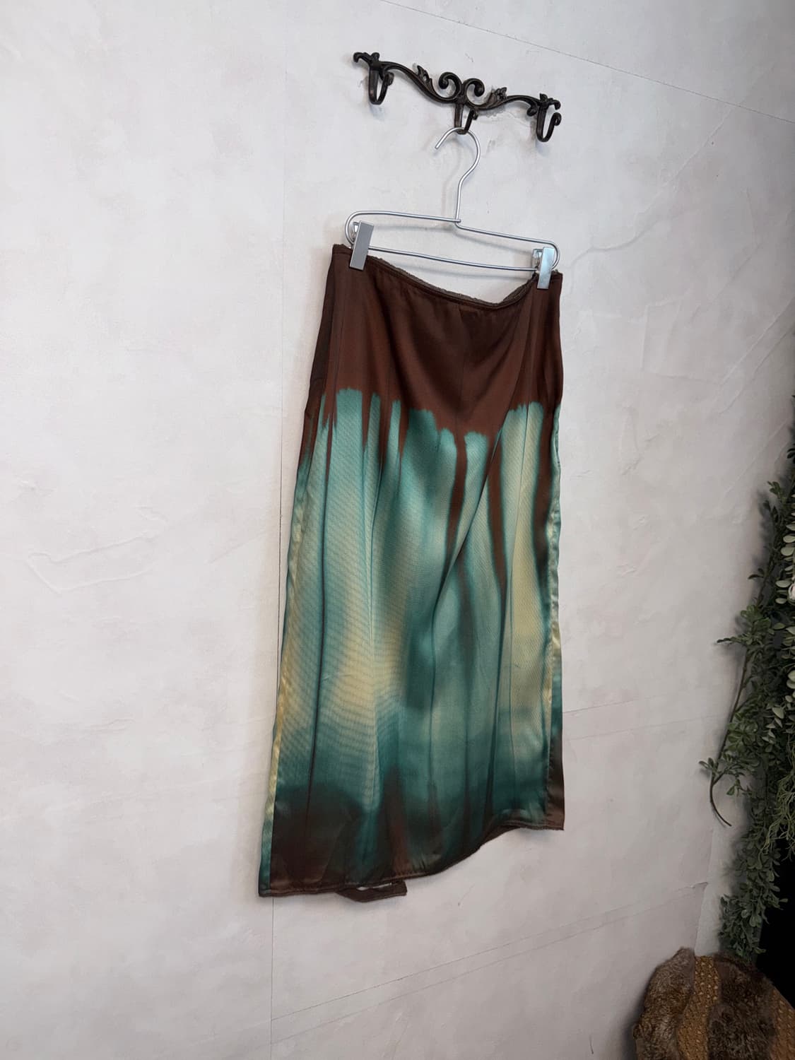 Mint brown gradient satin midi skirt 상품이미지2