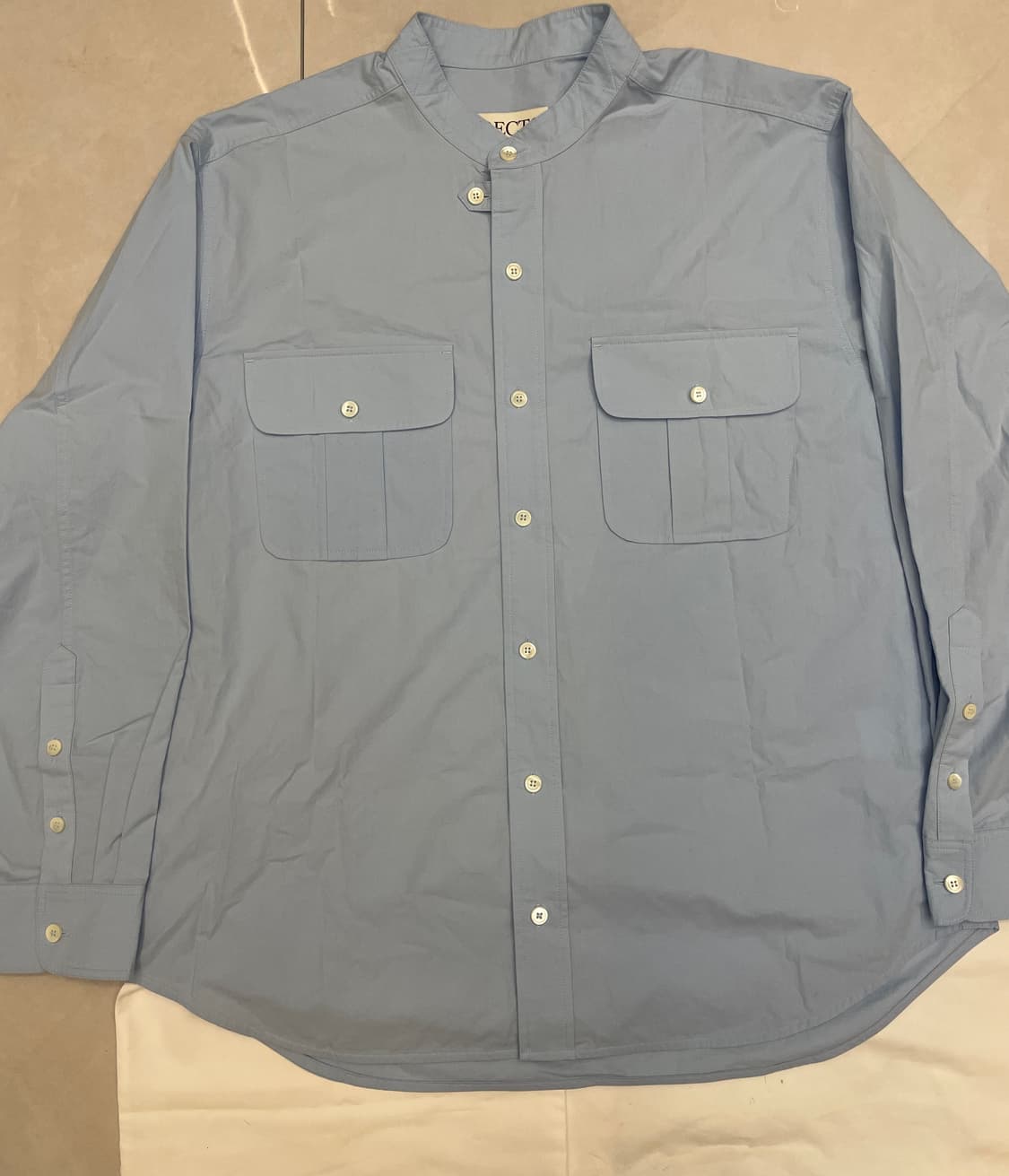 렉토 파비오 차이나 카라 셔츠 블루 상품이미지2