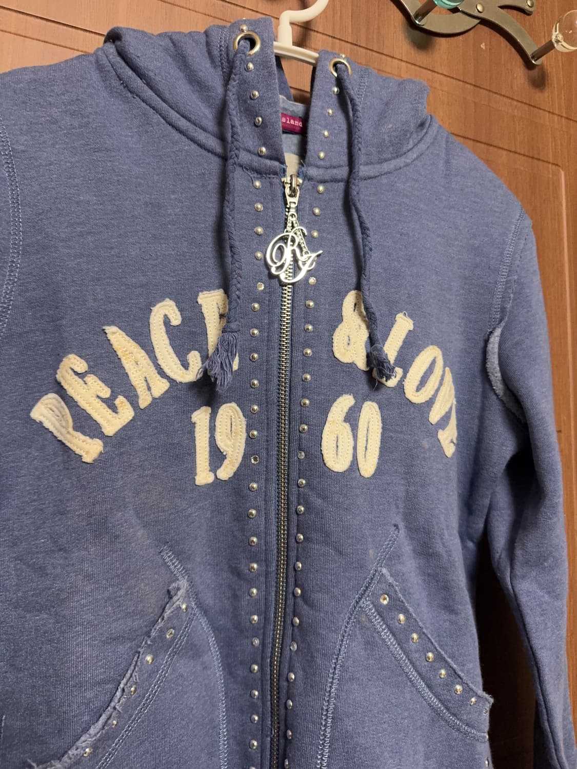 헤이세이 빈티지 갸루 서브컬쳐 아베크롬비 딱붙핏 큐빅 후드집업 상품이미지3