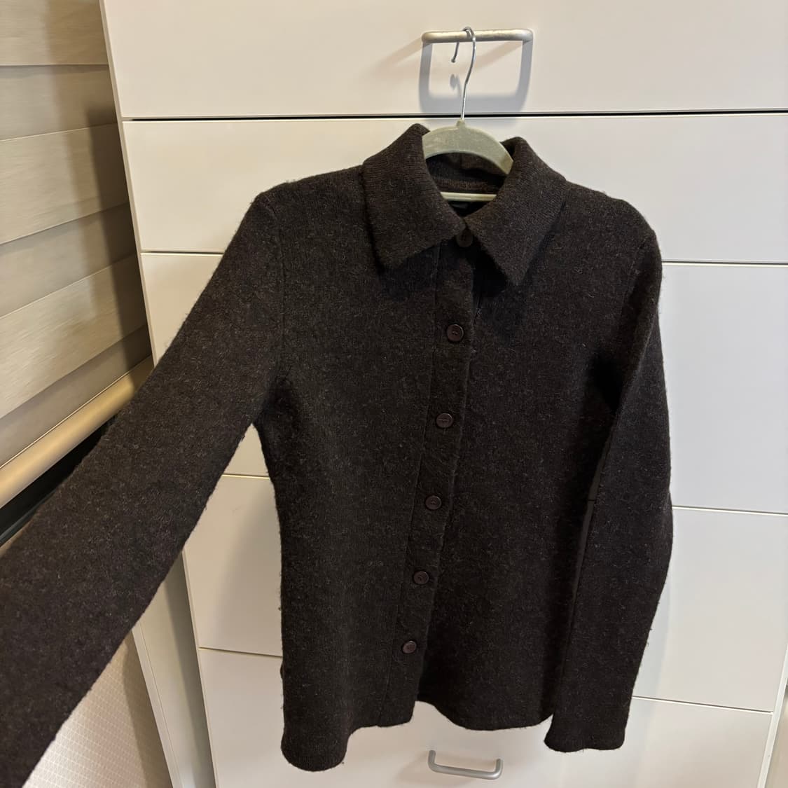 kiyoko takase 울 100% 브라운 니트 가디건 상품이미지3