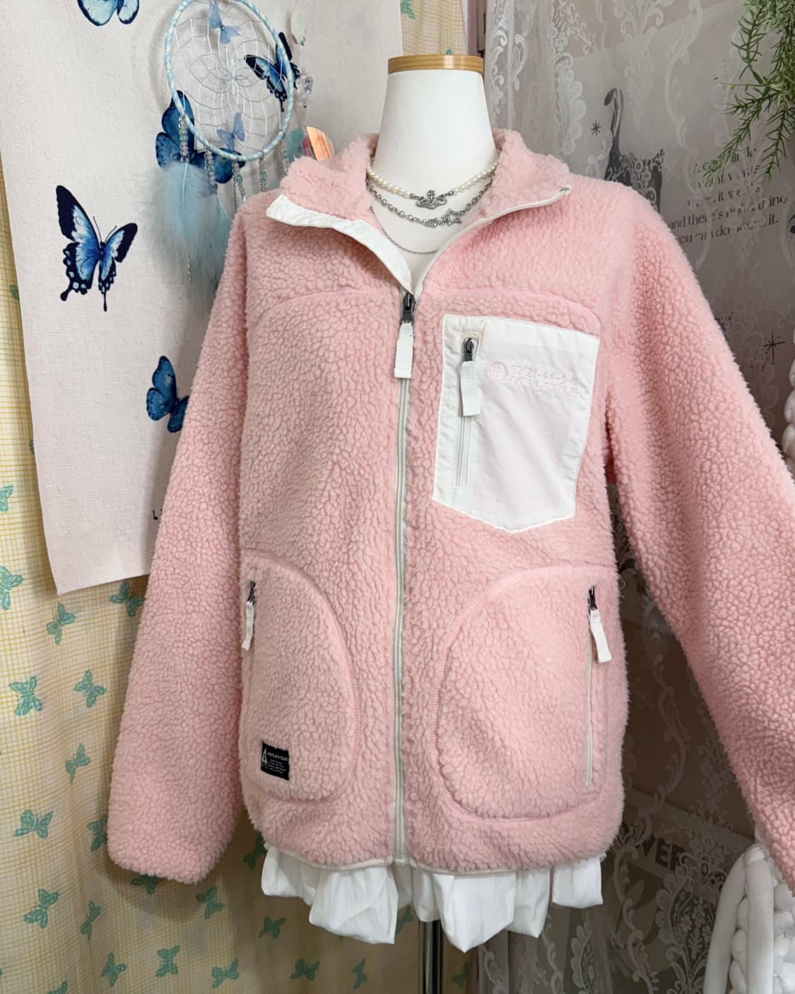 연핑크 플리스 집업 자켓 상품이미지6