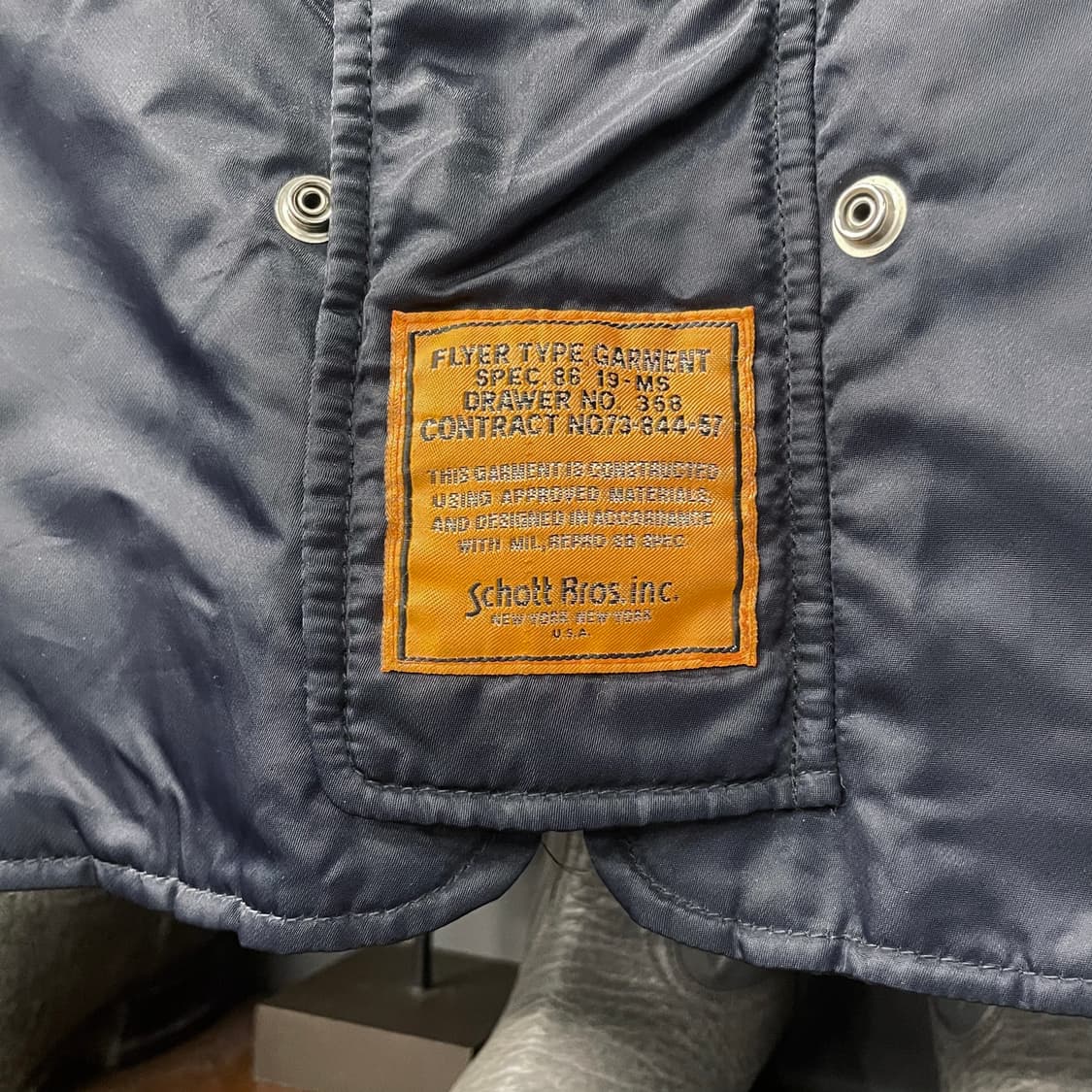 Schott 쇼트 플라이트 타입 가먼트 내피 퀼팅 조끼 베스트 N58 상품이미지5