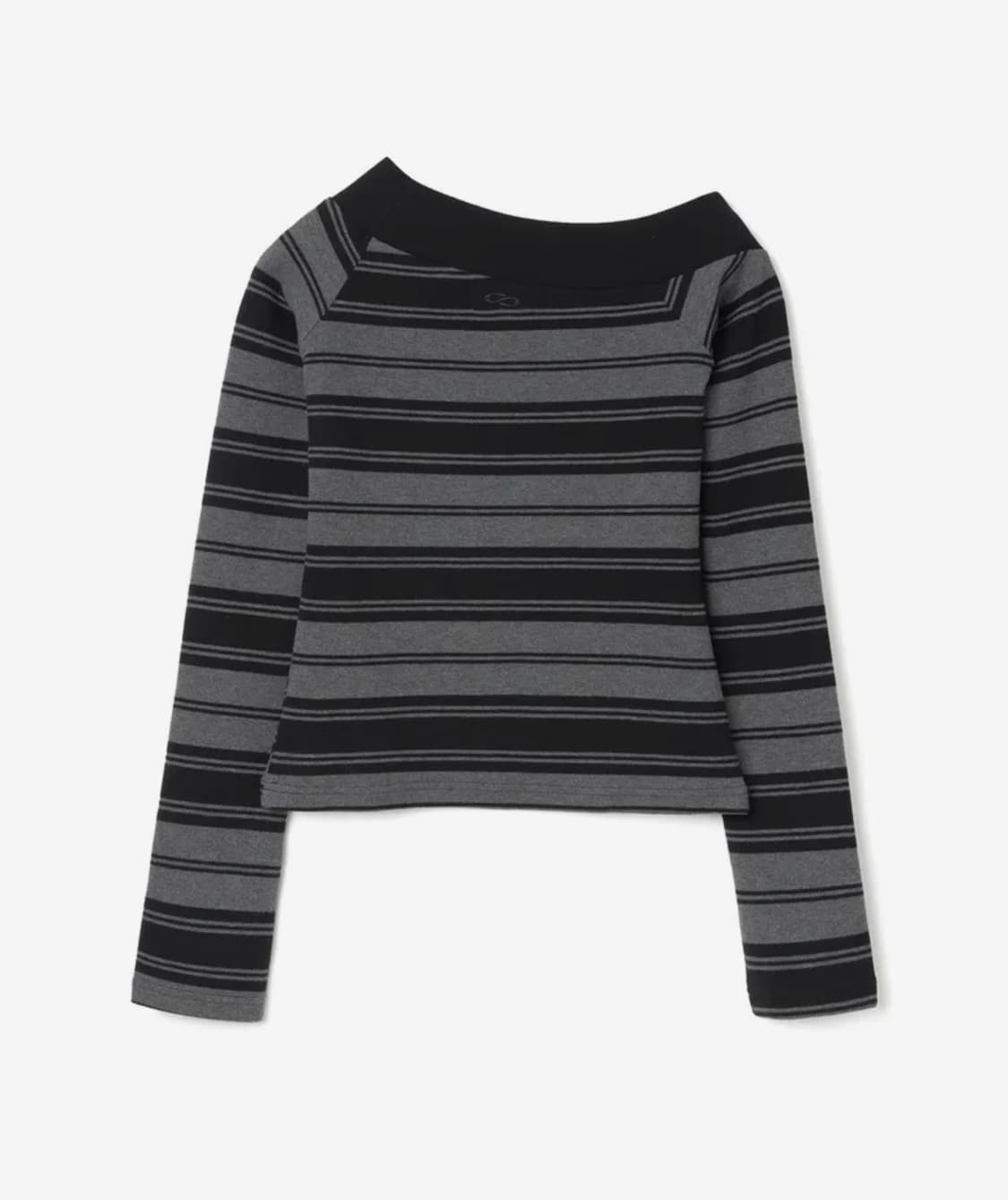 원 숄더 스트라이프 티셔츠 [차콜 그레이] 상품이미지3