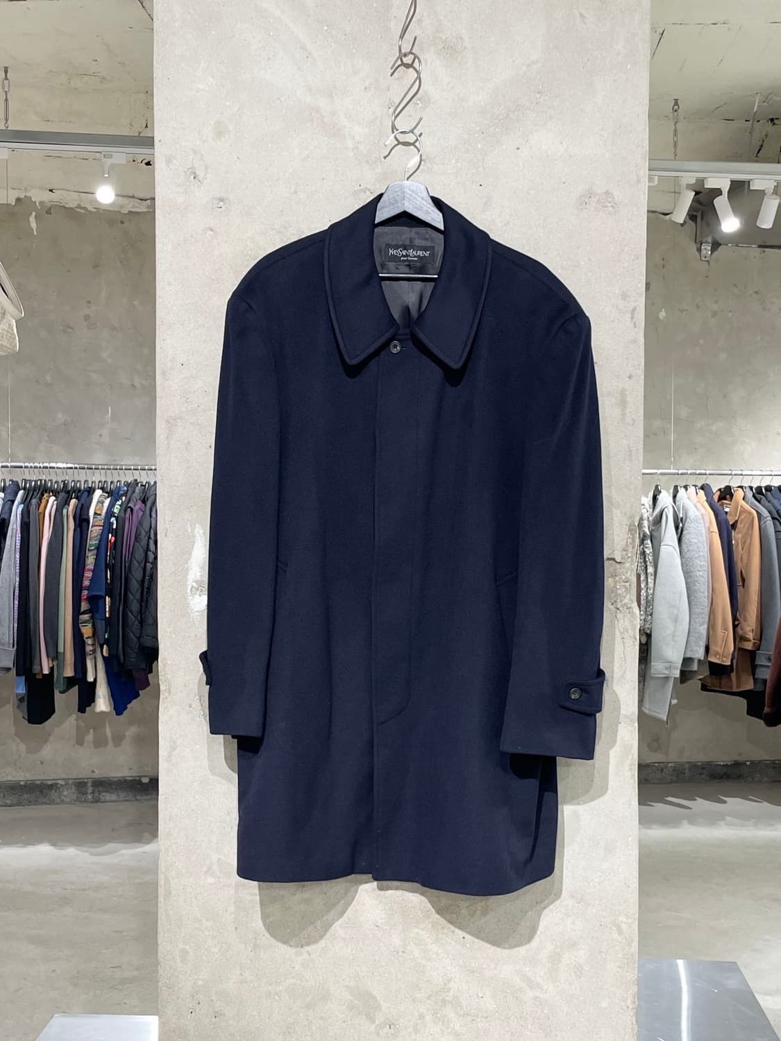 이브 생로랑 뿌르 옴므 다크 네이비 클래식 히든 버튼 울 숏 코트 상품이미지1