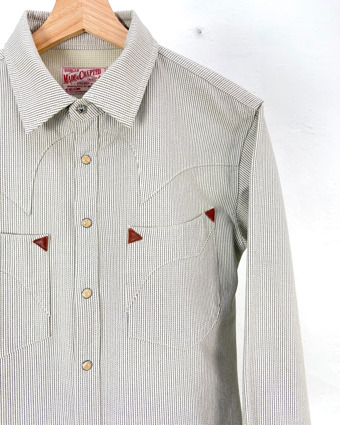 엠비비카 스냅 버튼 컬러 우븐 스트라이프 웨스턴 셔츠 상품이미지3