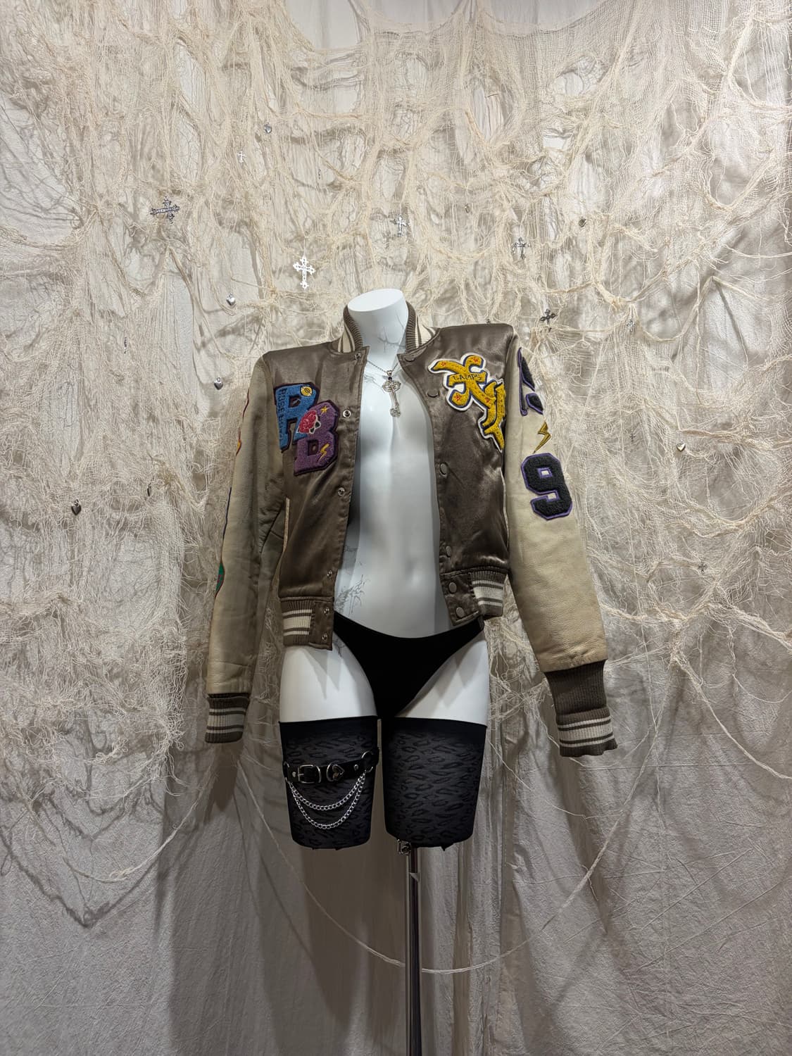 X-girl pacth varsity crop jacket 상품이미지2