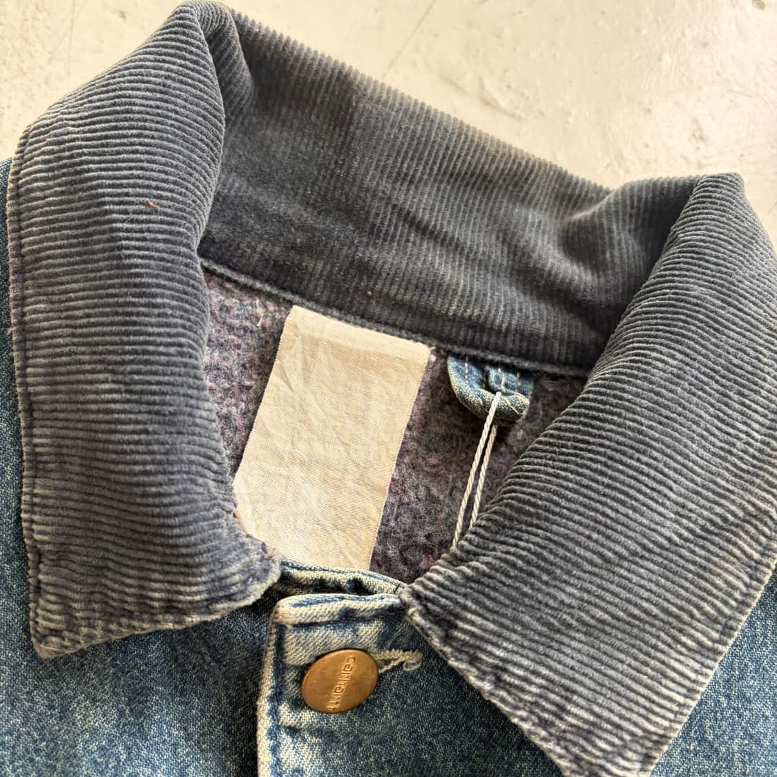 80s USA 칼하트 빈티지 블랭킷 데님 초어자켓 L 상품이미지5