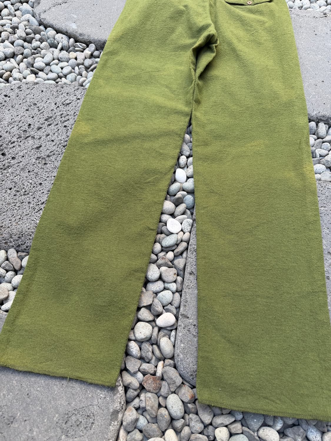 90s HSF OLIVE GREEN HAIRY WOOL 헤어리울 워크팬츠 상품이미지10