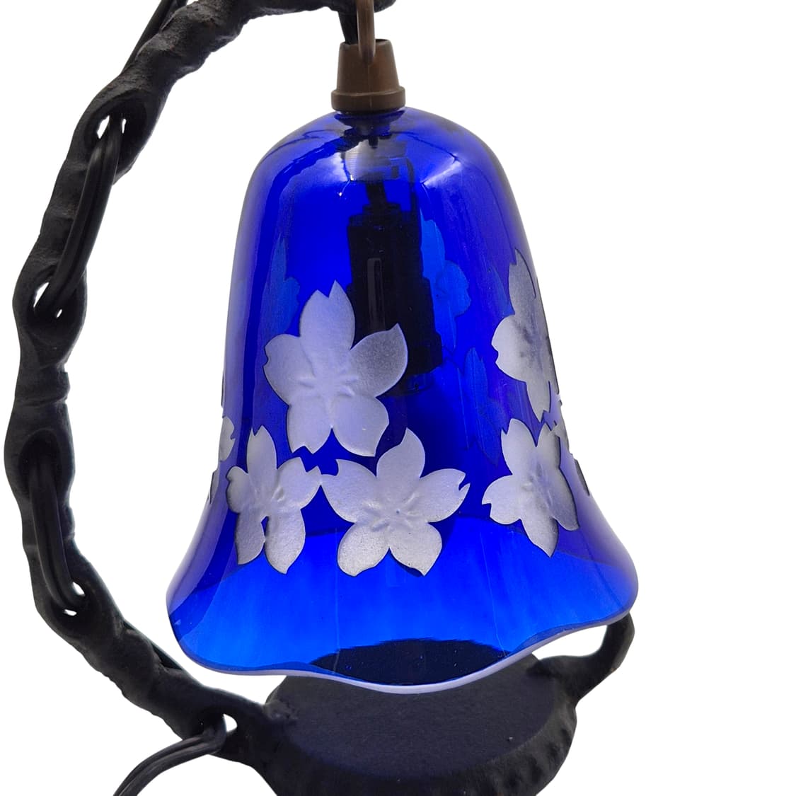 90s 오타루 핸드블로운 카빙 꽃잎 벨 램프 상품이미지5