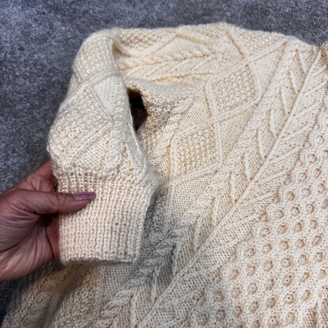 빈티지 아이보리 피셔맨 울 니트S-M 상품이미지3