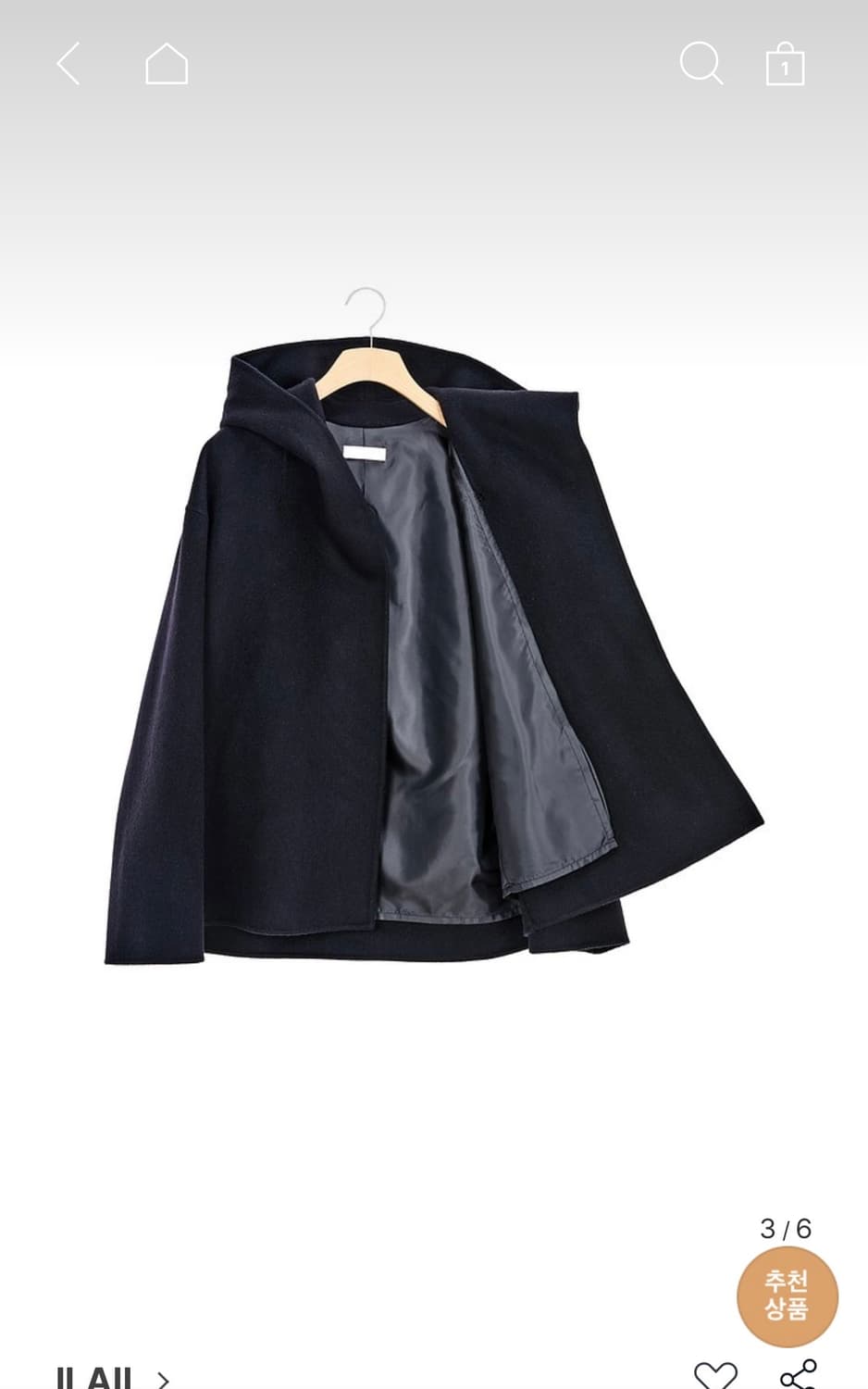 ILAIL 하프코트 S 블랙 상품이미지3