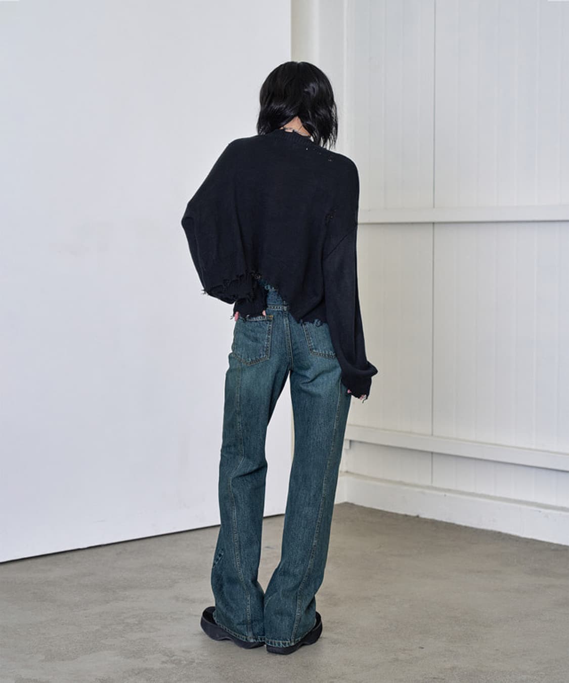 시에618 커브드 와이드 플레어 데님팬츠 m 상품이미지6