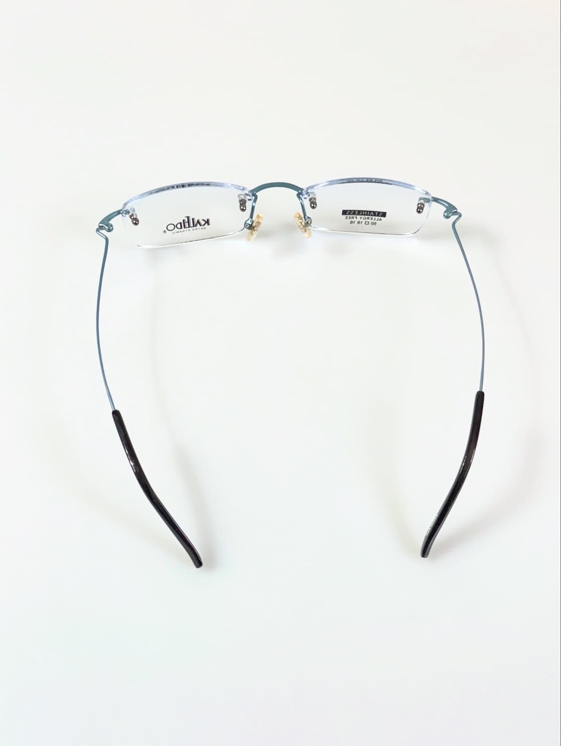 90s KALEIDO 블루 메탈 스퀘어 무테 빈티지 안경 상품이미지5