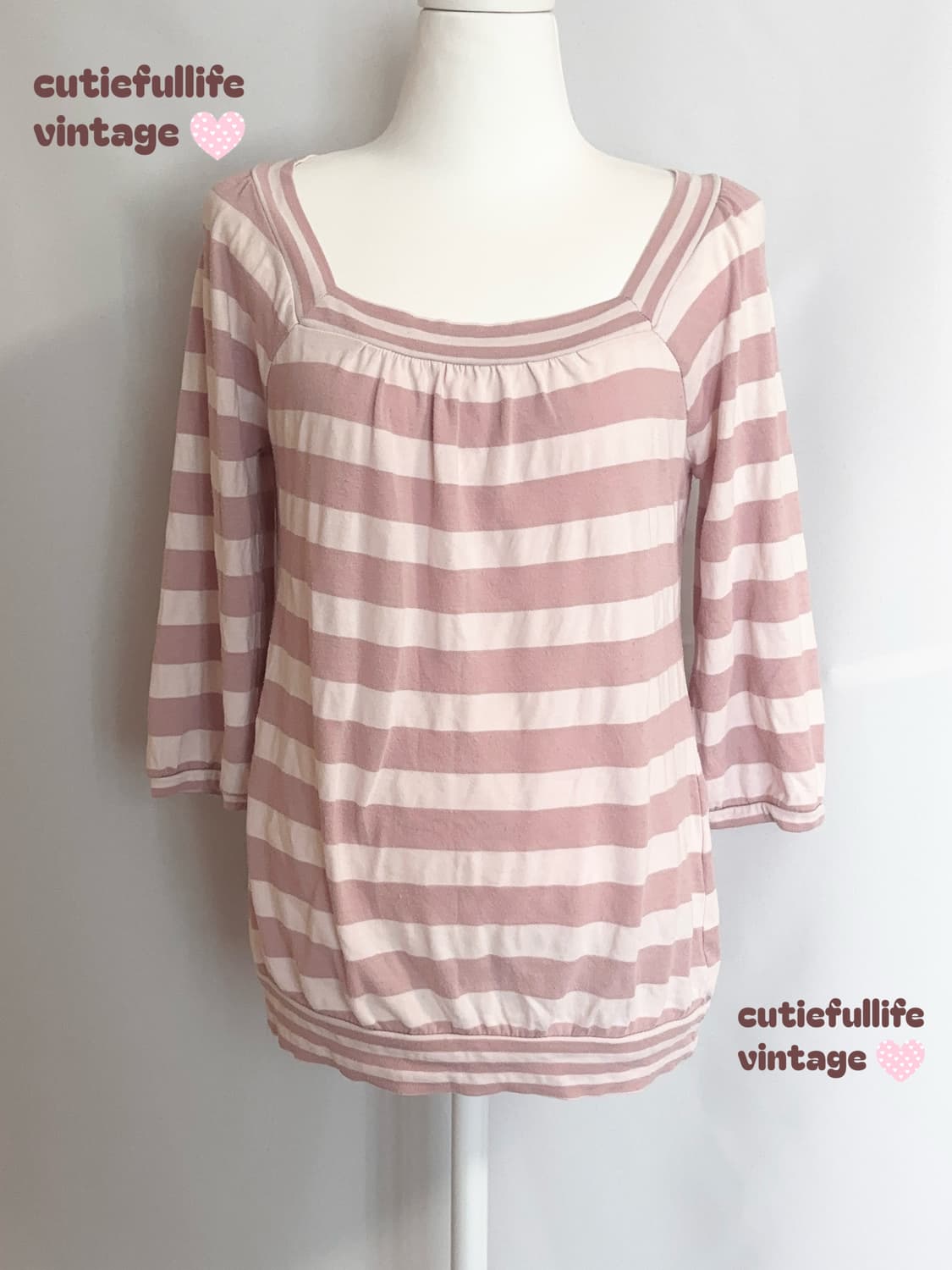 핑크 단가라 7부 소매 티셔츠 상품이미지1