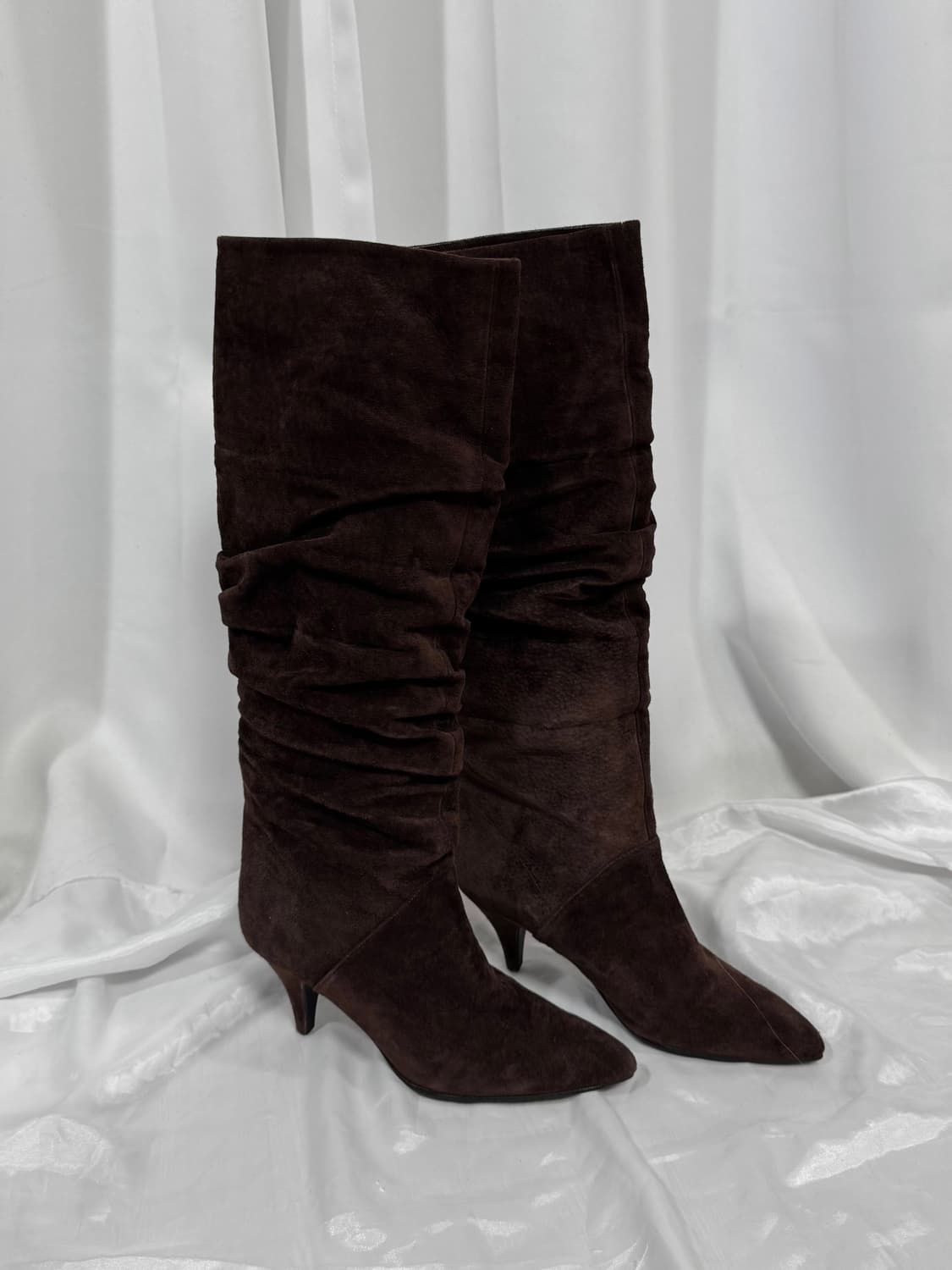 brown suede shirring boots 상품이미지2
