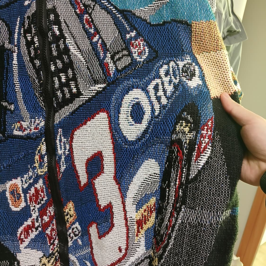 유니크한 오레오 과자 니트 시보리 우븐 오버핏 집업 자켓 상품이미지2