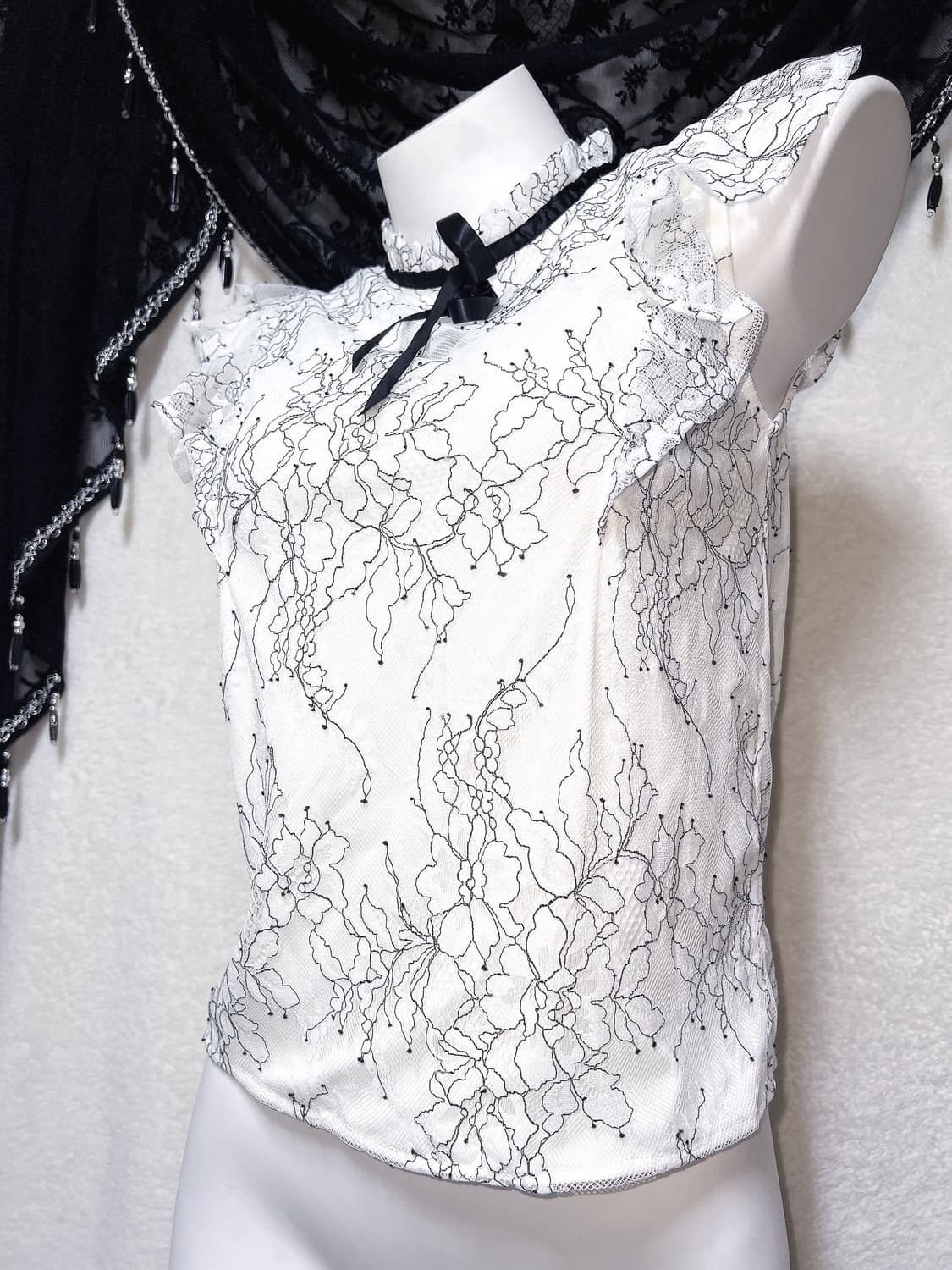 잉그니 ingni 프릴레이스 리본 블라우스 로걀탑 로맨틱갸루 양산형 핀터 상품이미지6