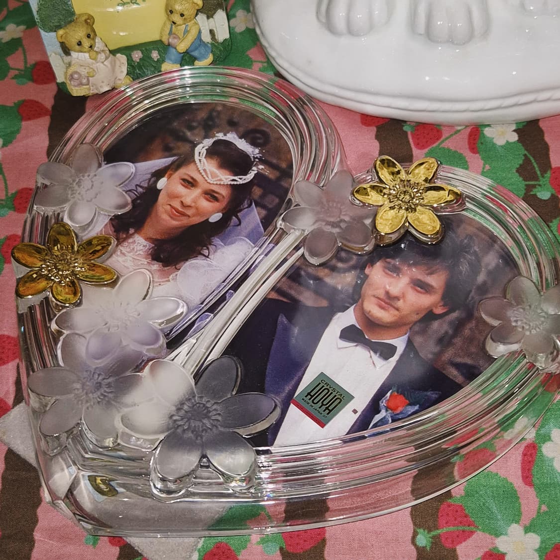 90s 호야 크리스탈 하트 꽃잎 액자 상품이미지8