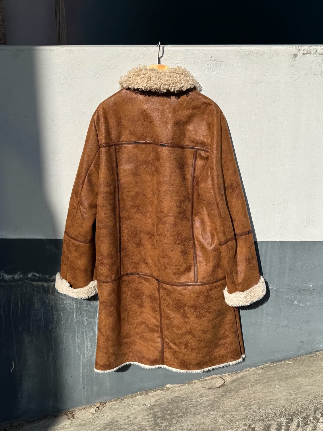 브라운 롱 무스탕 B140 상품이미지4