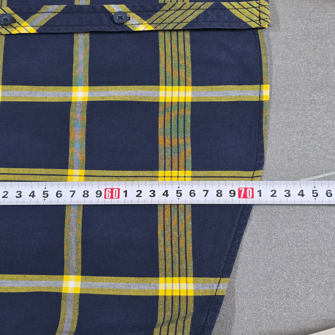 M/L 95 에비수 자수로고 네이비 옐로우 체크 셔츠 상품이미지8