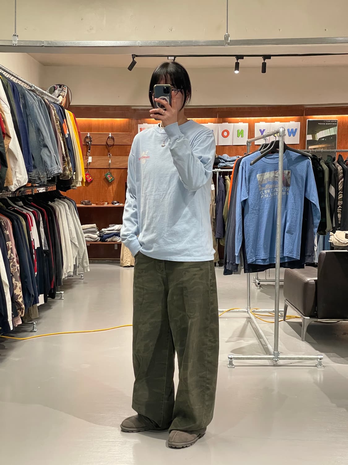 빈티지 롱슬리브 티셔츠(스카이블루)  상품이미지5