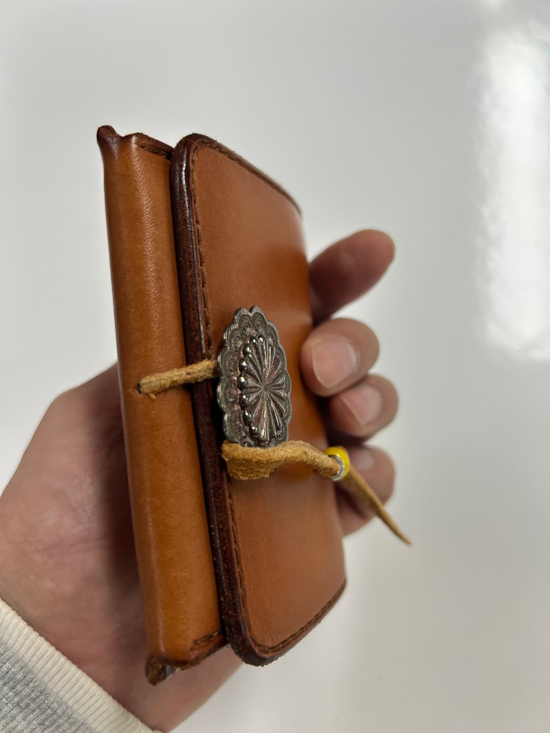 고로스 goros 레인보우 플라워콘초 브라운 새들레더 카드 지갑 상품이미지4