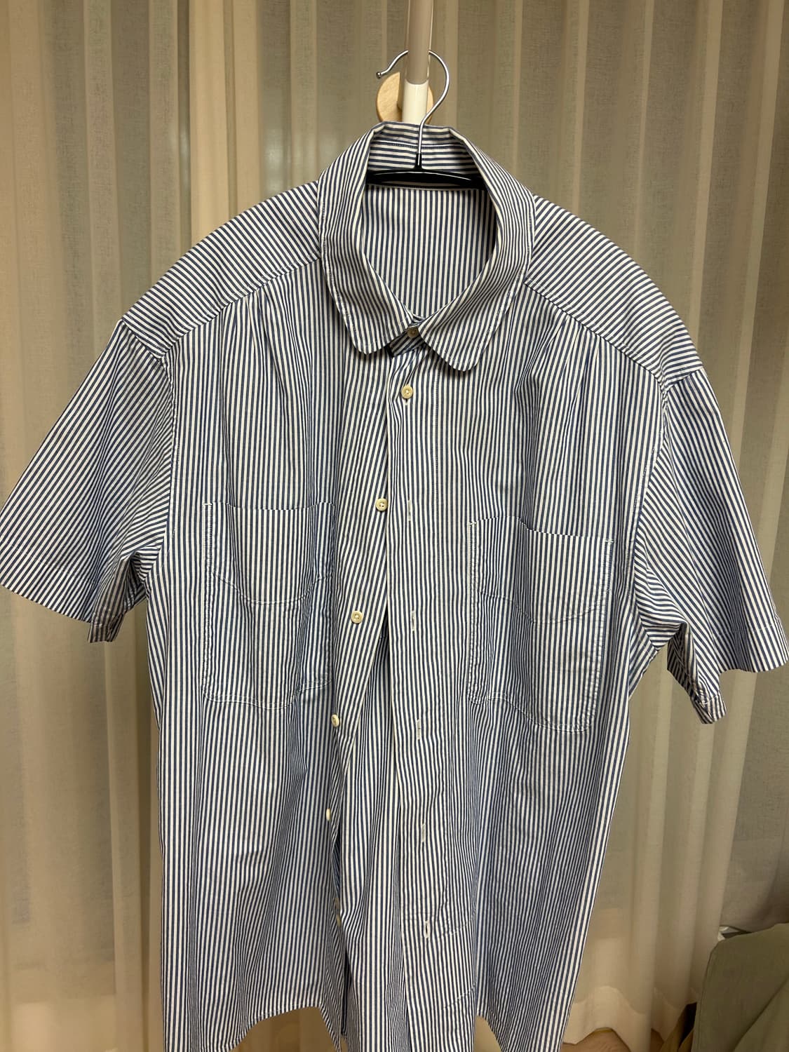 도큐먼트  STRIPED HALF SHIRT Blue 상품이미지2