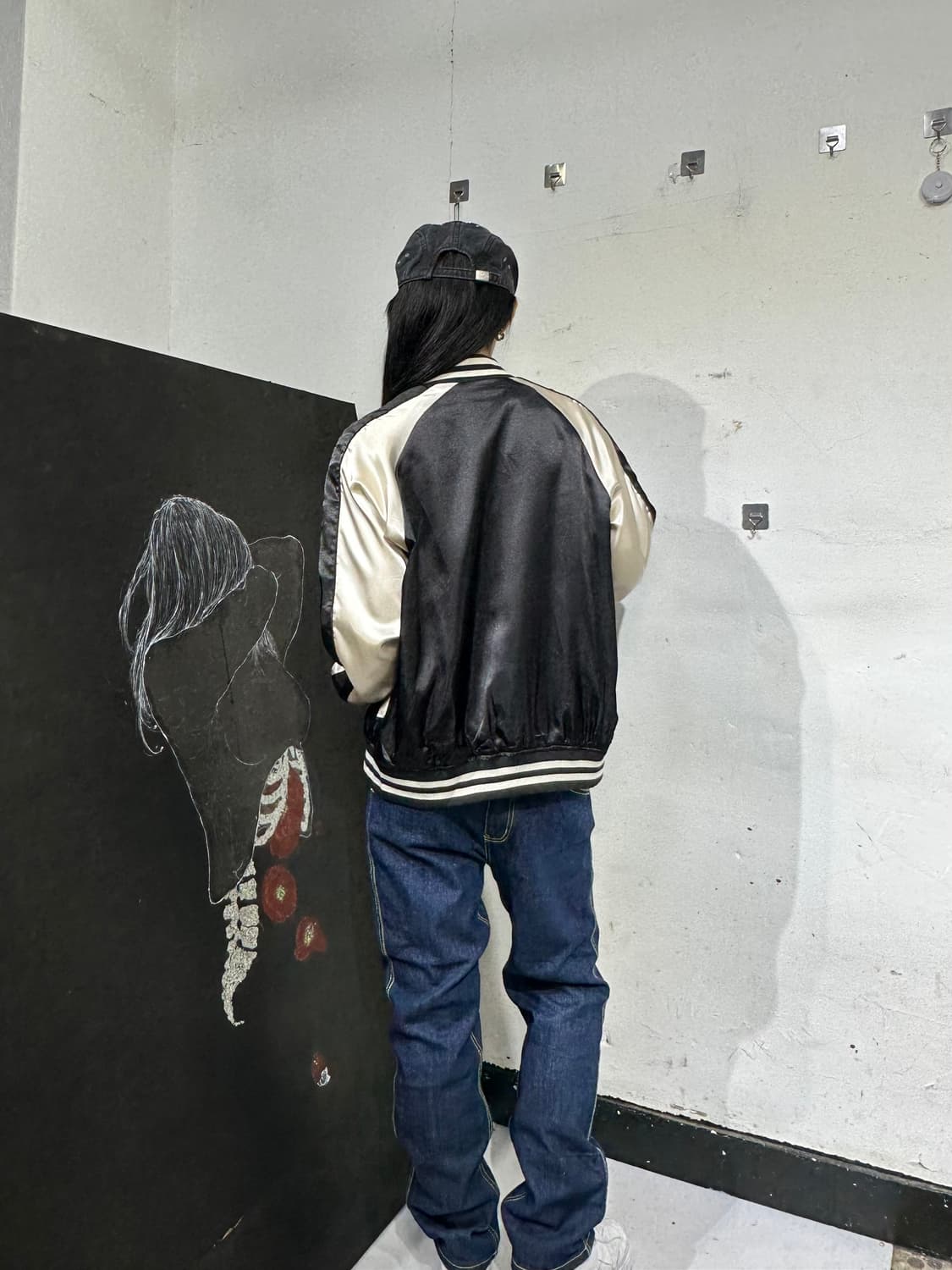 Jpn 일본빈티지 오리엔탈 블랙 꽃 스카잔 자켓 상품이미지3