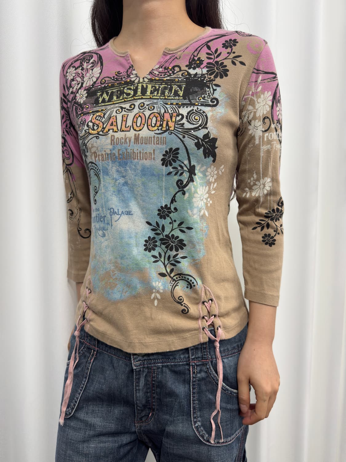 skinny minnie printing top 상품이미지2
