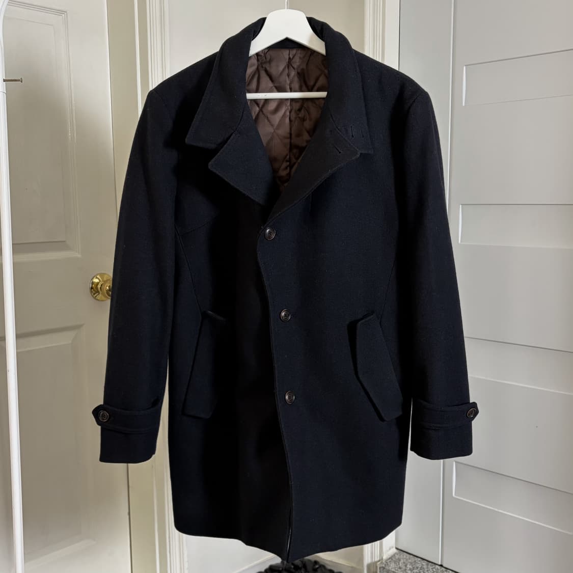 세미 랩 하이넥 코트 네이비  상품이미지8