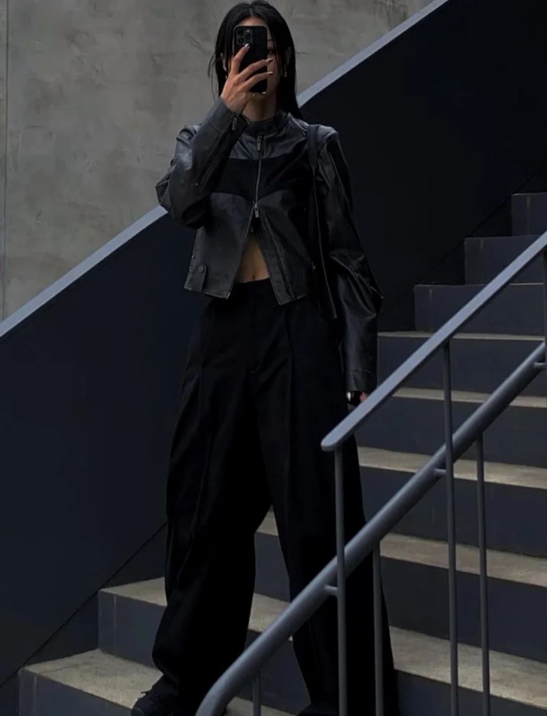 트리밍버드 스웨이드 크롭 바이커 자켓 OS 상품이미지1