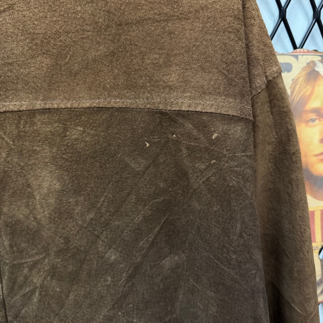 90s JPN VINTAGE 스웨이드 집업 자켓 시보리 포인트 브라운 상품이미지7