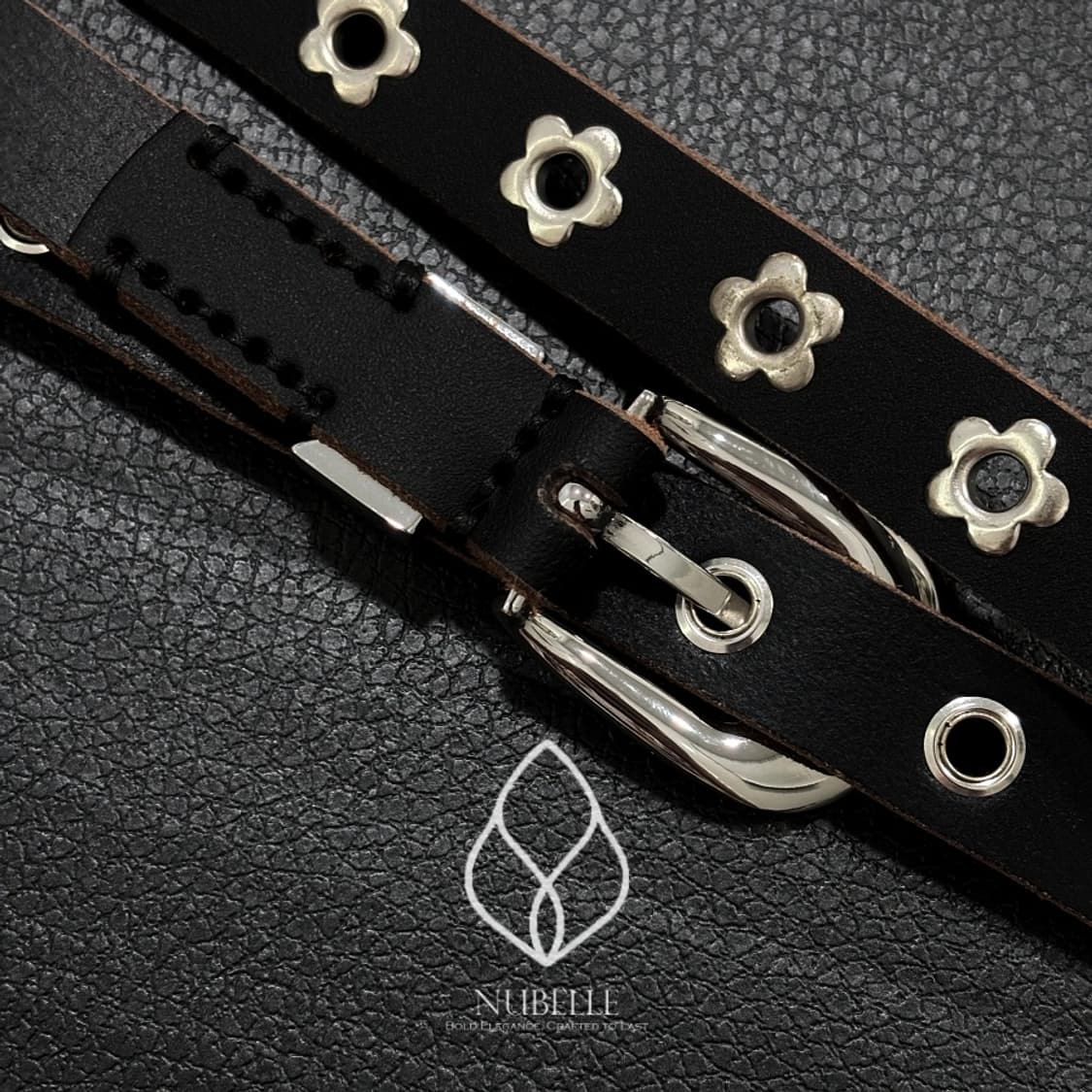 🌗 Flower stud belt / 플라워 스터드 소가죽 웨스턴 벨트 상품이미지8
