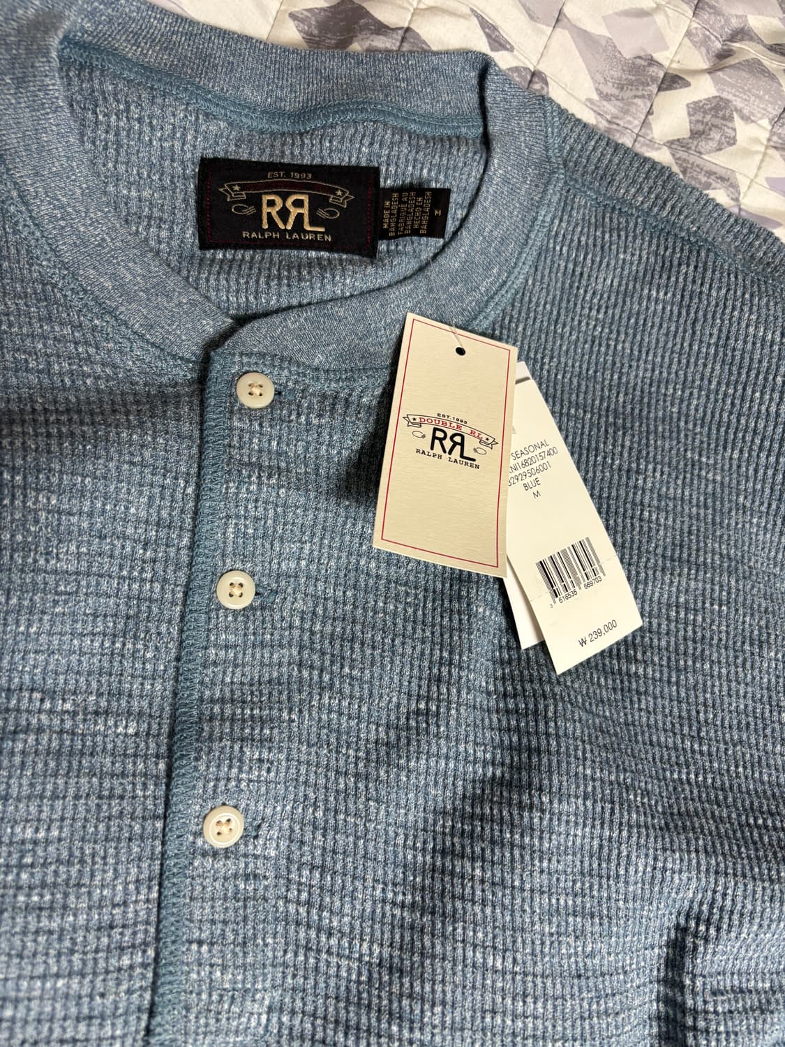 (새상품) 더블알엘 와플 헨리 니트 M 상품이미지1