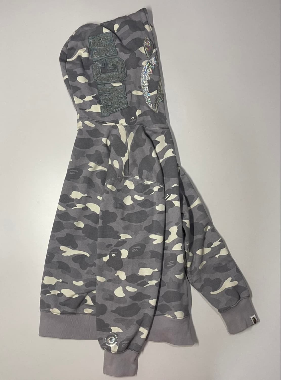 베이프 샤크 카모 후드집업 그레이 L~XL 상품이미지2