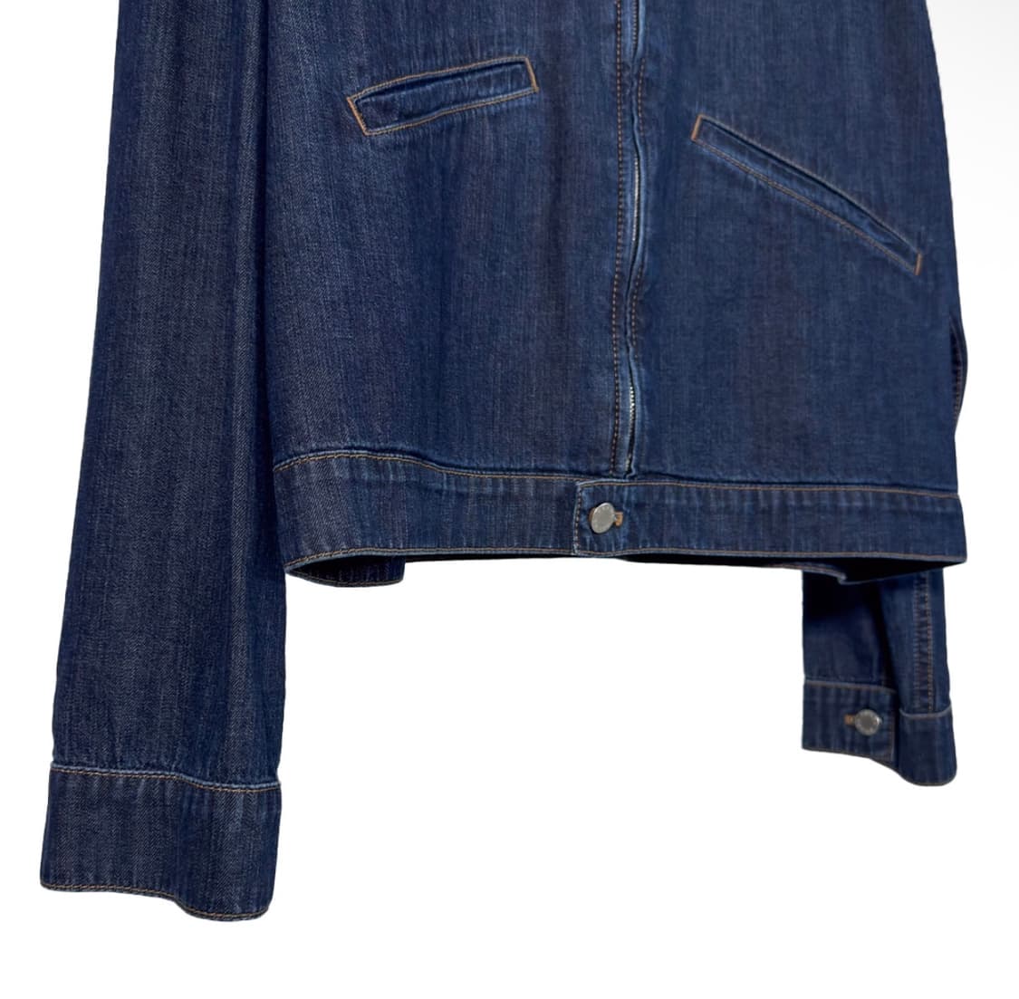 [XL] 프라다 남성 라이트 데님 지퍼 크롭 청 자켓 네이비 GEB255 상품이미지5