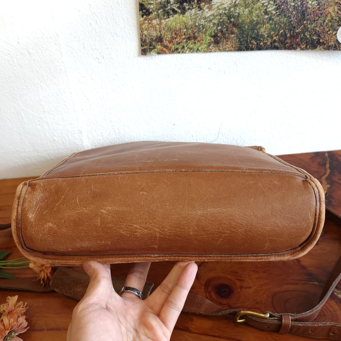 90년대 올드 코치 빈티지 글로브 탠디 레더 카우하이드 크로스백 상품이미지6