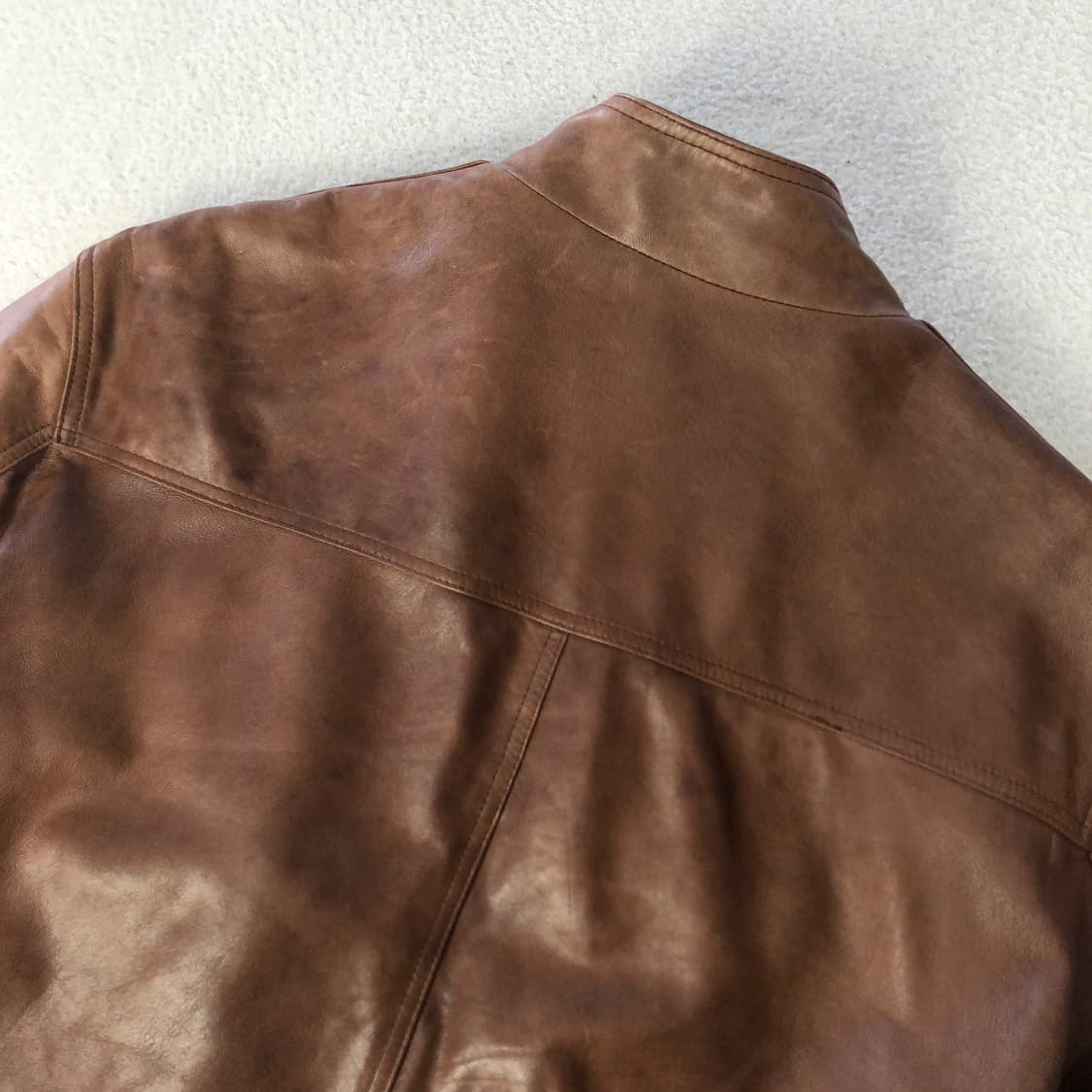 브라운 빈티지 램스킨 레더 자켓 상품이미지7