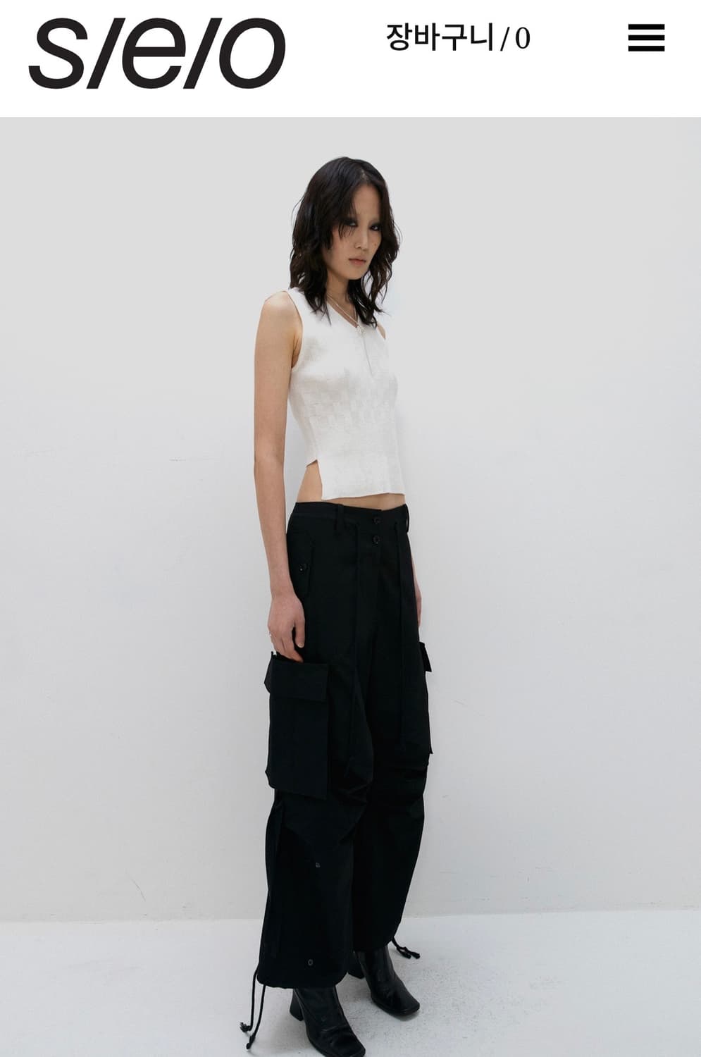 S/E/O(에스이오)체크보드 니트 베스트_White 상품이미지2