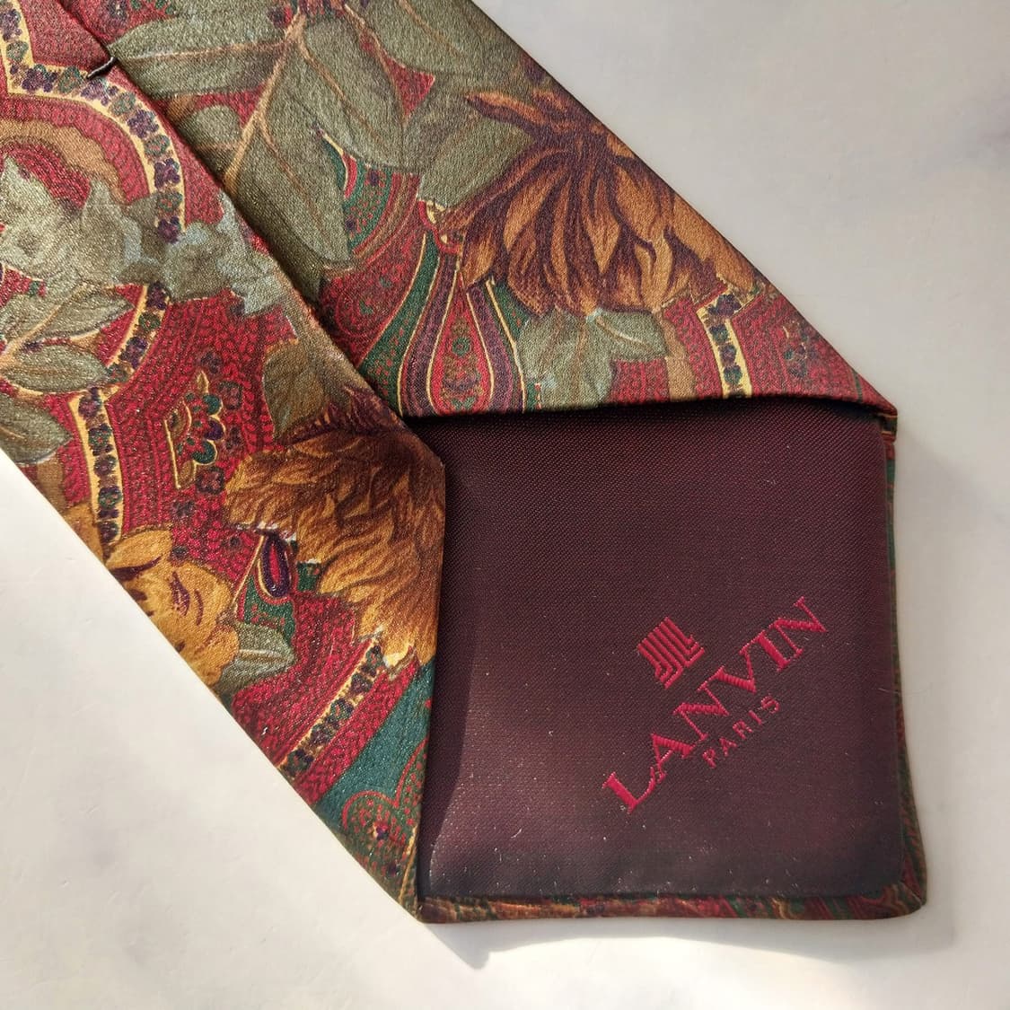 랑방 실크 브라운 리프 패턴 넥타이 9.1cm A+등급 K1696
 상품이미지10