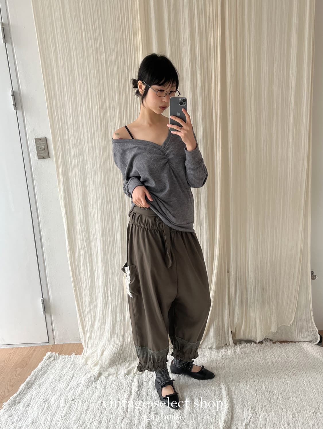 vintage lace detail banding pants 상품이미지4