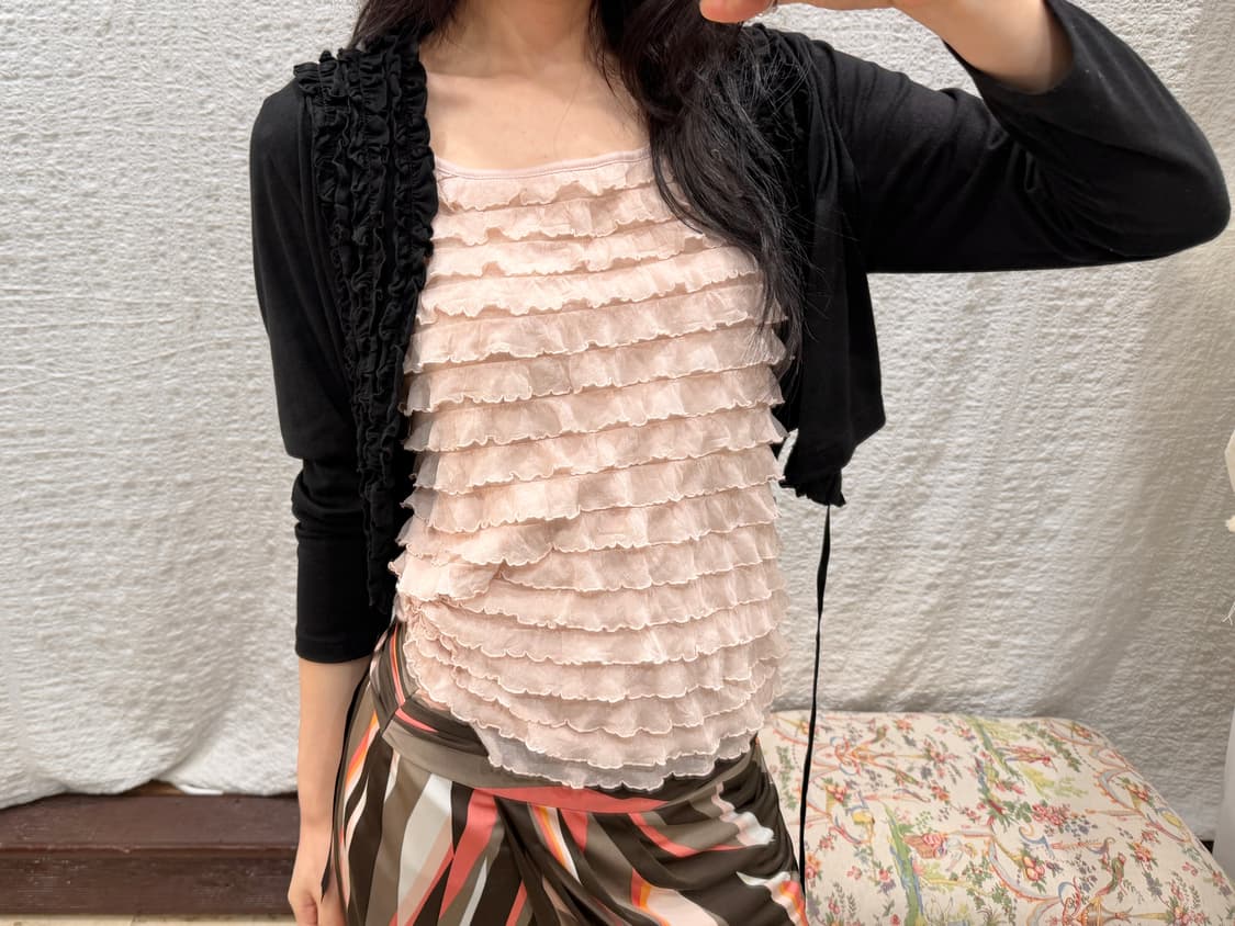 frill string crop cardigan 상품이미지6