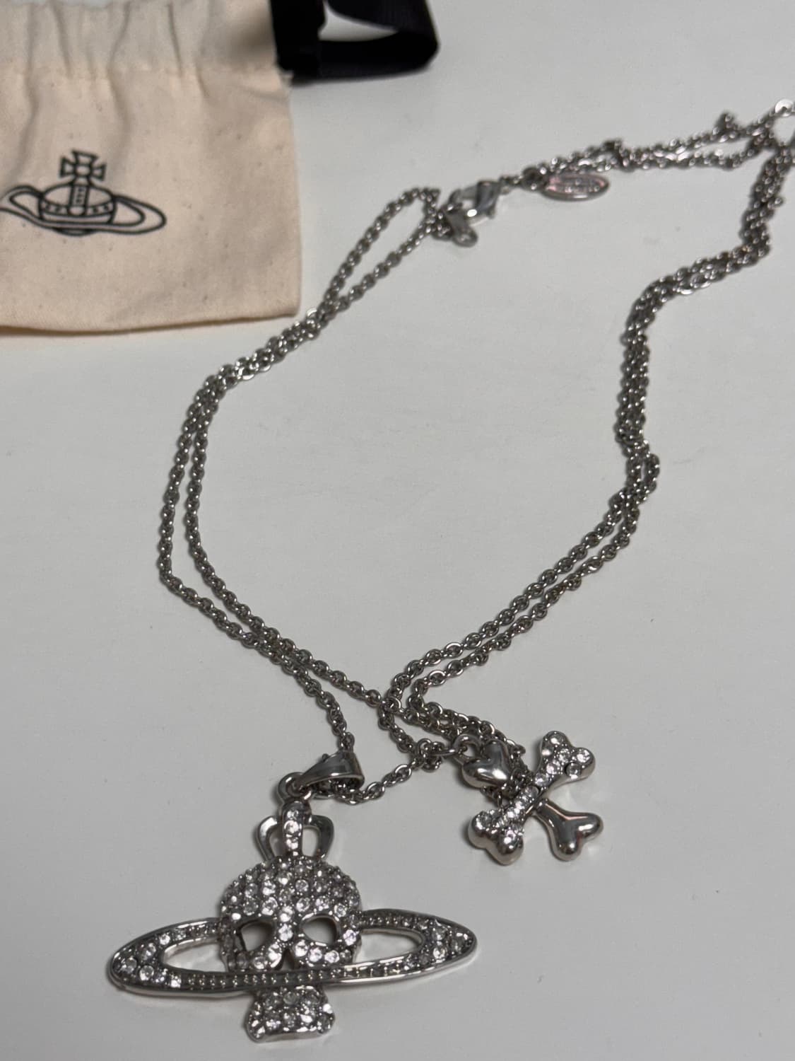 비비안웨스트우드 해골 레이어드 목걸이 스컬 십자가 necklace 상품이미지4