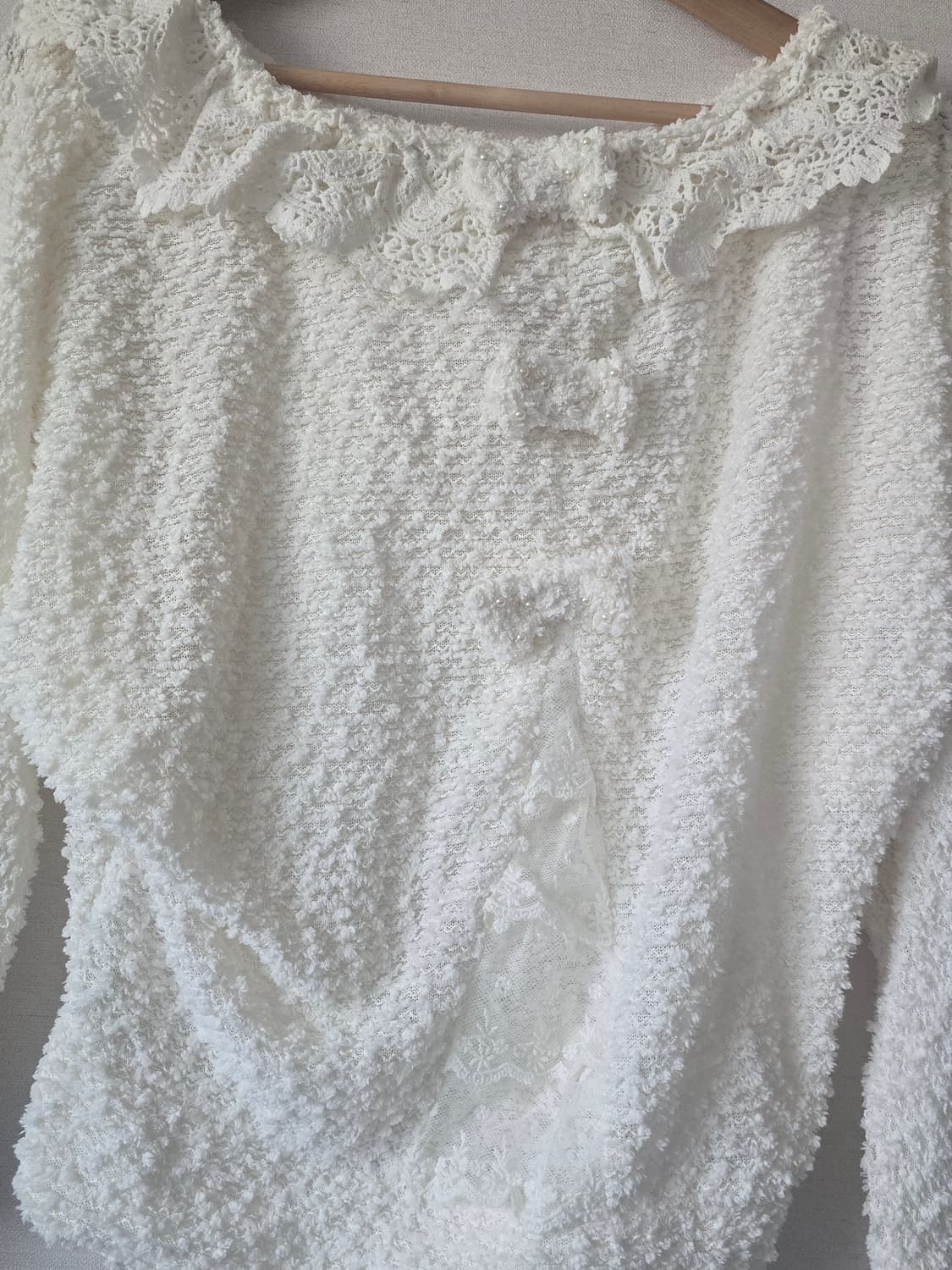 lizlisa 리즈리사 레이스 카라 리본 화이트 상의 상품이미지2