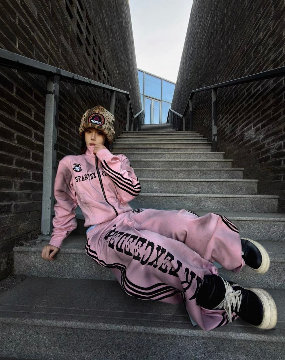 Pink Washed Zip Hoodie Two-Piece Set 상품이미지1