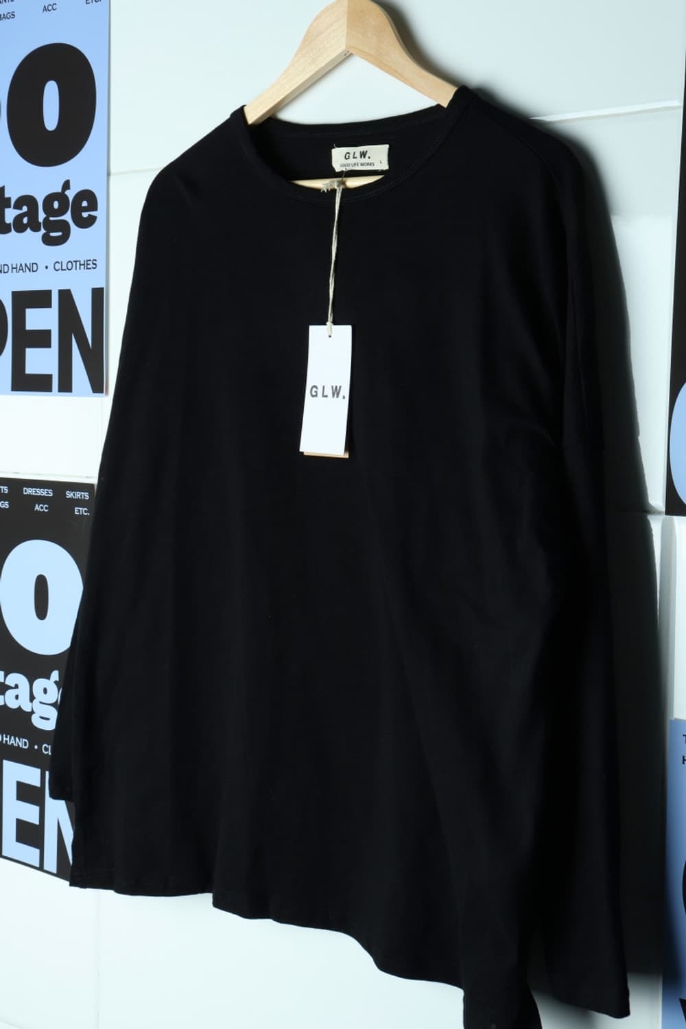 (L-2XL) 굿라이프웍스 긴팔티셔츠 쭉티 박시 새상품 블랙-H30018 상품이미지1