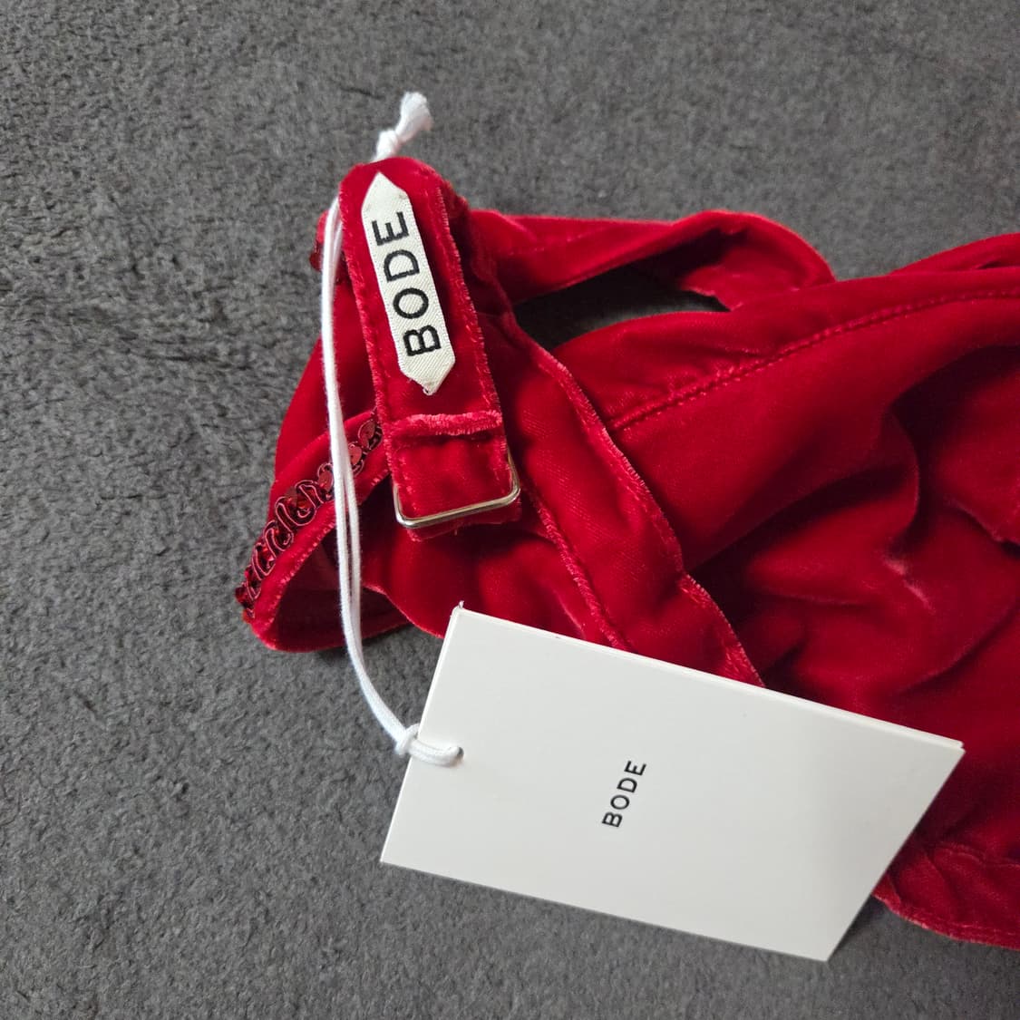 BODE 보디 벨벳 러플 브라 탑 M 칠리 상품이미지6